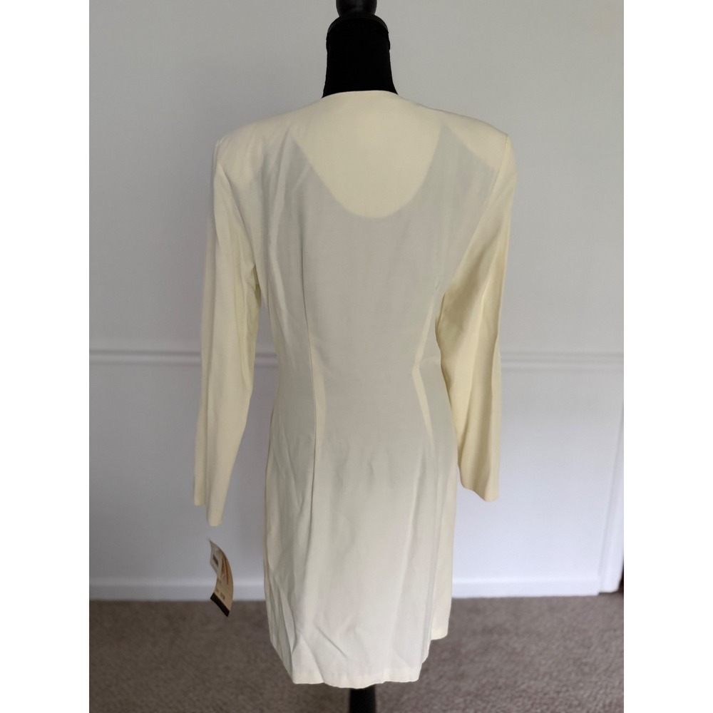 NWT Vintage 90’s ivory Mini Dress Coquette retro Pearl Soutache Sz M/ L - Picture 2 of 8